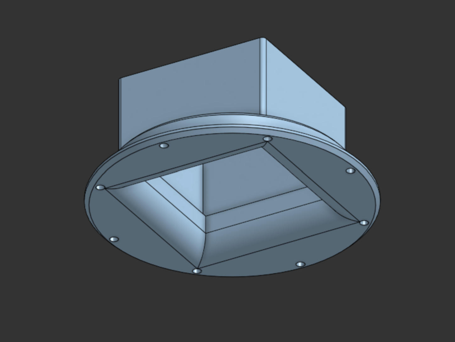 3D printed port flare design front view